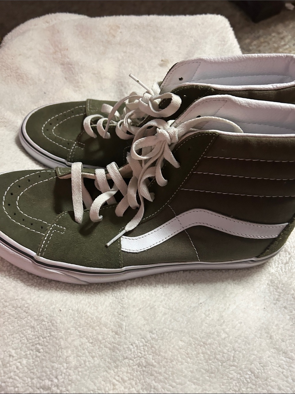 Vans Olive Green and White Sk8-Hi Sneakers - Picture 3 of 8